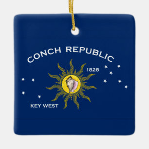 Conch Republic Flagga Julgransprydnad Keramik