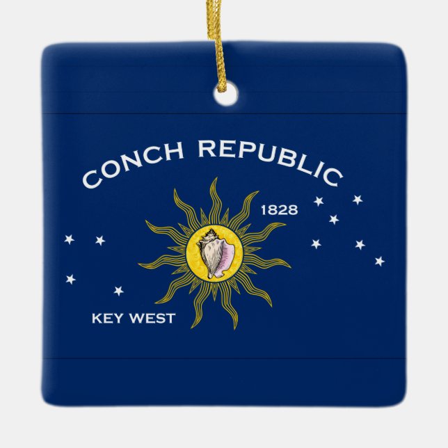 Conch Republic Flagga Julgransprydnad Keramik (Framsida)