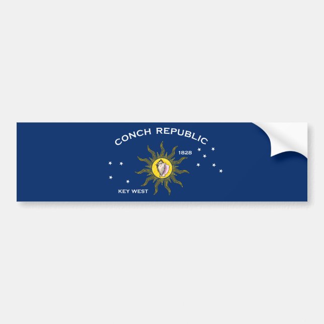 Conch Republic Flagga Nyckel Väster Florida Bildekal (Framsidan)