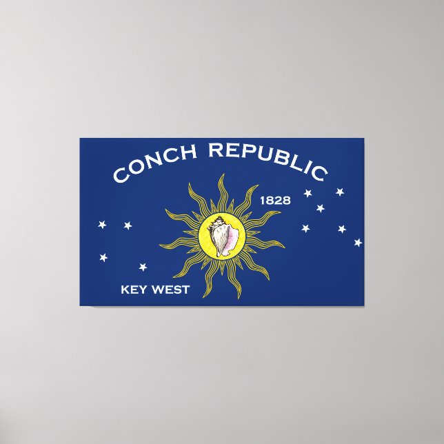 Conch Republic Flagga Nyckel Väster Florida Canvastryck (Framsida)