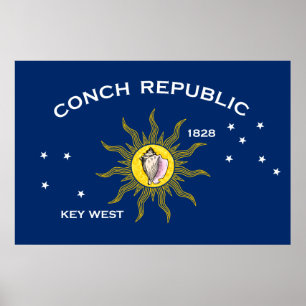 Conch Republic Flagga Nyckel Väster Florida Poster