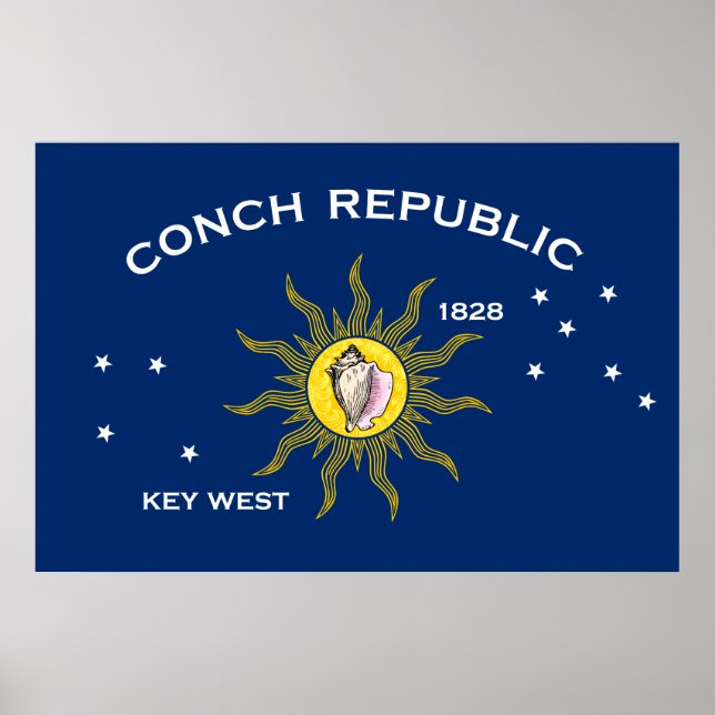 Conch Republic Flagga Nyckel Väster Florida Poster (Framsidan)