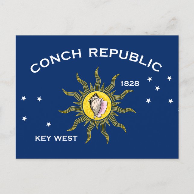 Conch Republic Flagga Nyckel Väster Florida Vykort (Framsida)