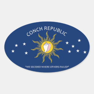Conch Republic Flagga Ovalt Klistermärke