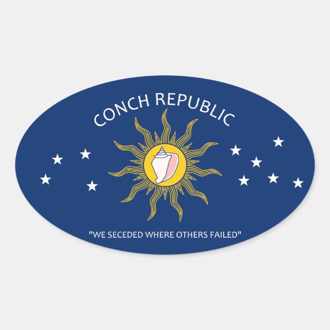Conch Republic Flagga Ovalt Klistermärke (Framsida)