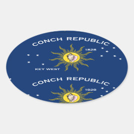 Conch Republic Flagga Ovalt Klistermärke