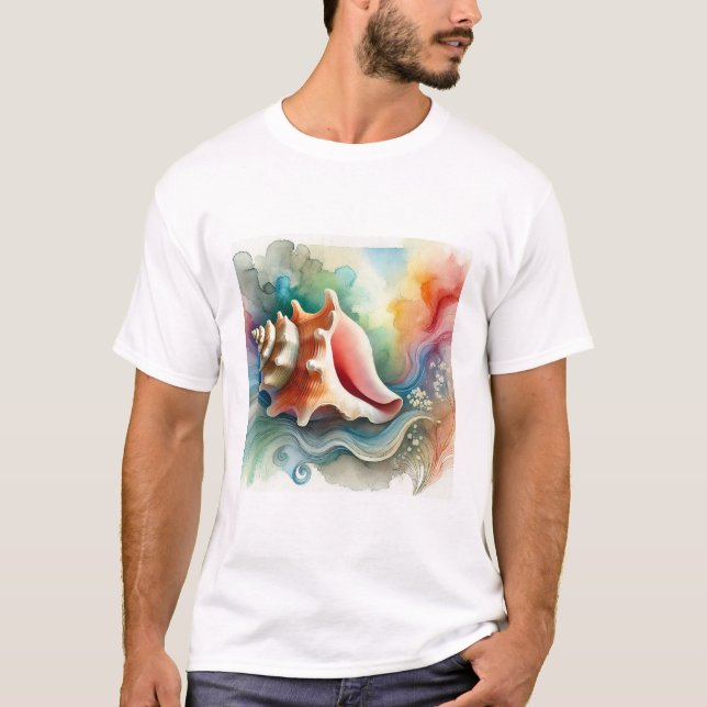Conch Shell 160724AREF203 - Watercolor T Shirt (Framsida)