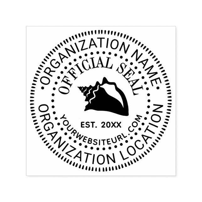 Conch Snäcka #2 Officiell Sal Namn Loc URL Estd t Självfärgande Stämpel (Design)