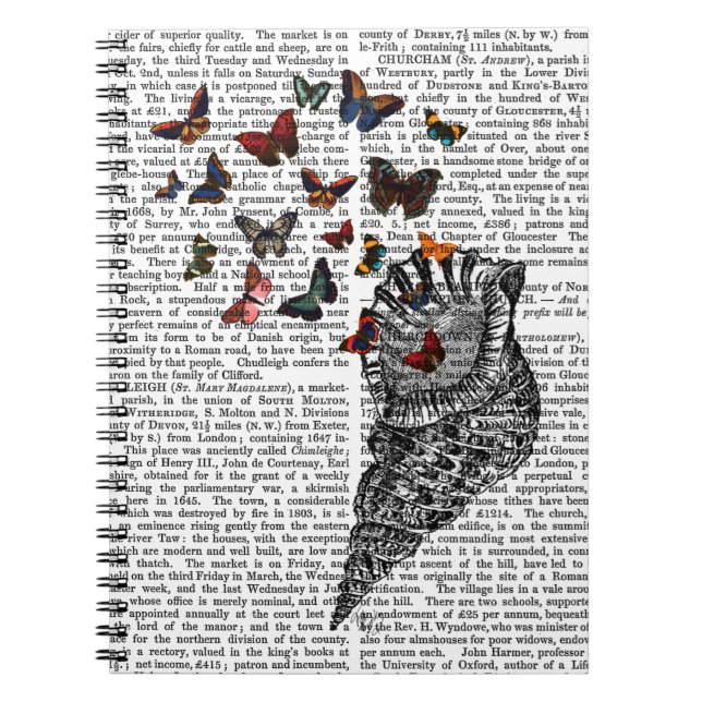 Conch Snäcka and Butterflies 2 Anteckningsbok Med Spiral (Framsidan)