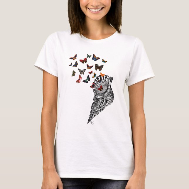 Conch Snäcka and Butterflies 2 T-shirt (Framsida)