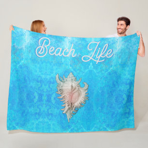 Conch Snäcka "Beach Life" Fleecefilt