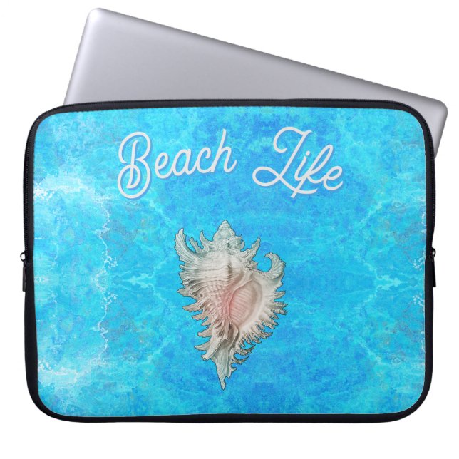 Conch Snäcka "Beach Life" Laptop Fodral (Framsidan)