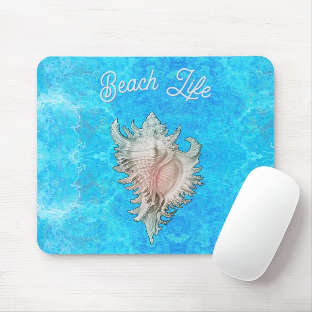 Conch Snäcka "Beach Life" Musmatta (Med mus)