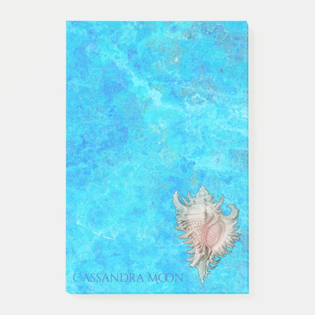 Conch Snäcka "Beach Life"-Personlig Post-it Block (Framsida)