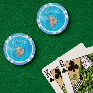 Conch Snäcka "Beach Life" Poker Marker