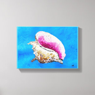 Conch Snäcka Painting på arbetsyta Canvastryck