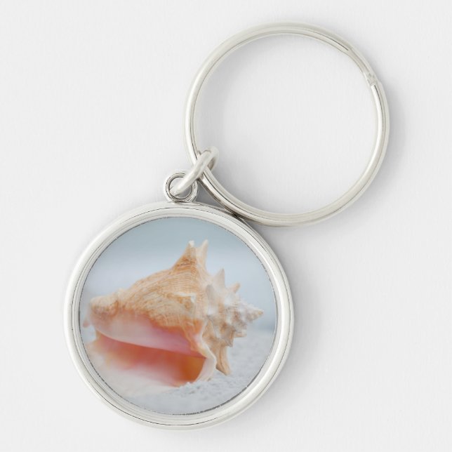 Conchsnäcka Rund Silverfärgad Nyckelring (Framsidan)