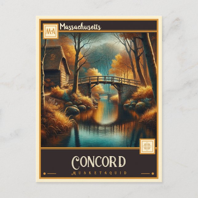 Concord, Massachusetts  | Antik Vykort (Framsida)