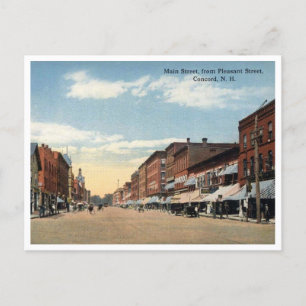 Concord NH, Main Street View Vintage Vykort