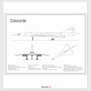 Concorde - Flygplan BD för blåkopia av Teckning Klistermärken