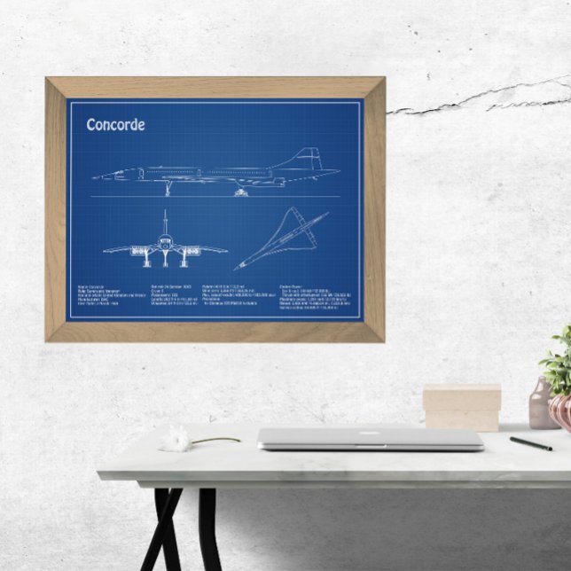 Concorde - Flygplansplanerna för blåkopia av Teckn Fototryck (Skapare uppladdad)