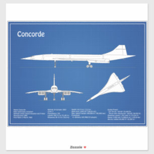 Concorde - Flygplansplanerna för blåkopia av Teckn Klistermärken