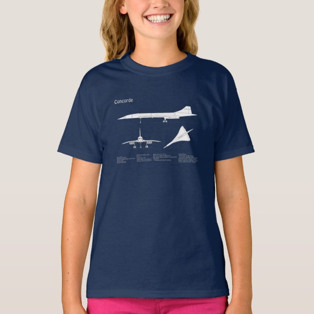 Concorde - Flygplansplanerna för blåkopia av Teckn T Shirt (Framsida)