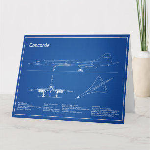 Concorde - Flygplansplanerna för blåkopia av Teckn Tack Kort