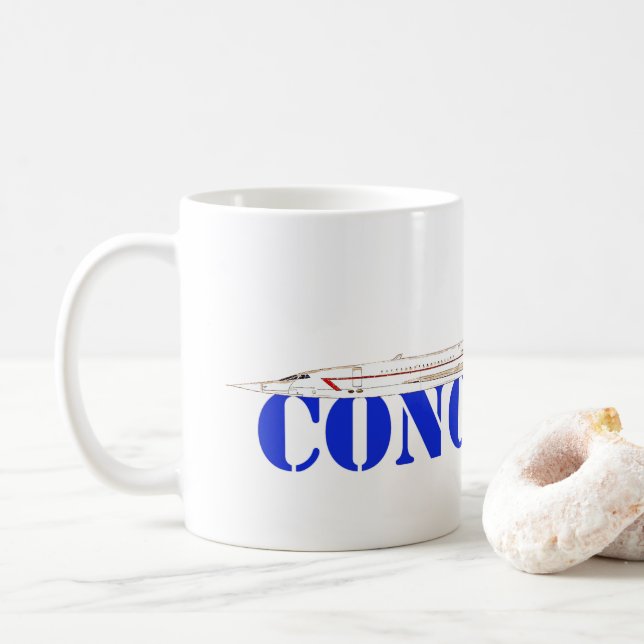 Concorde-jet med fet blå text kaffemugg (Med munk)