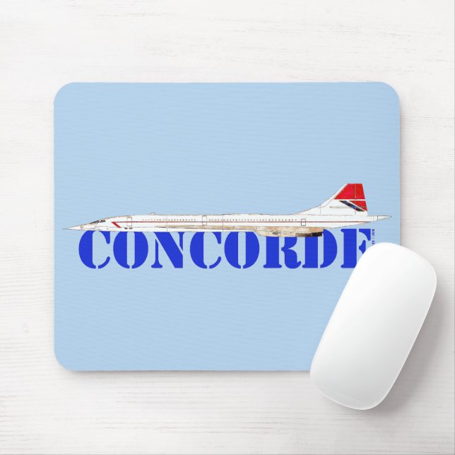 Concorde-jet med fet blå text musmatta (Med mus)