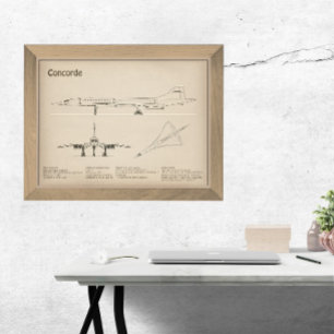 Concorde - Planer för flygplansutkast Teckning SD Fototryck