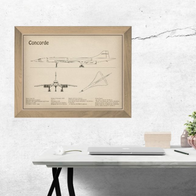 Concorde - Planer för flygplansutkast Teckning SD Fototryck (Skapare uppladdad)