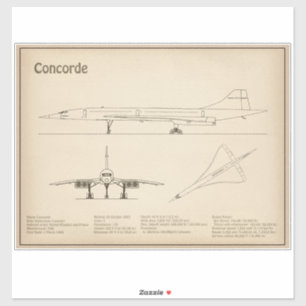 Concorde - Planer för flygplansutkast Teckning SD Klistermärken