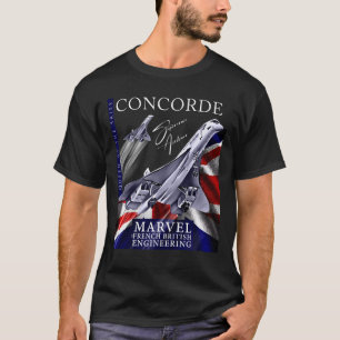Concorde Retro Vintage British Fransk Aircraft T Shirt