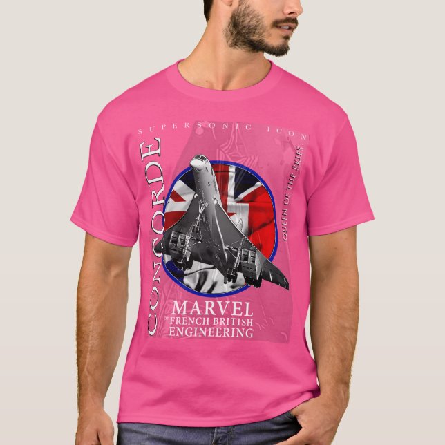 Concorde Supersonic British Fransk Legendary Aircr T Shirt (Framsida)