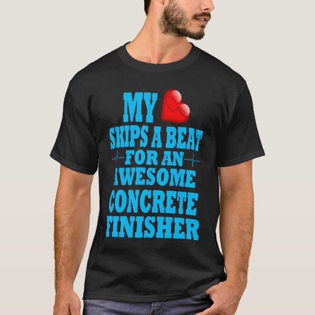 Concrete Finisher Valentines Cement Worker Job Lov T Shirt (Framsida)