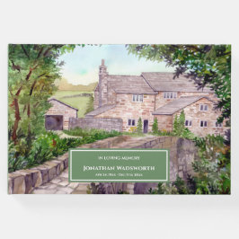 Condolence Stone Bridge Farmhouse Watercolor Gästböcker