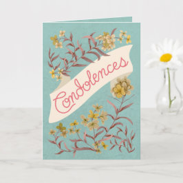 Condolences Aqua Soft Pastel Floral Banner Card Kort