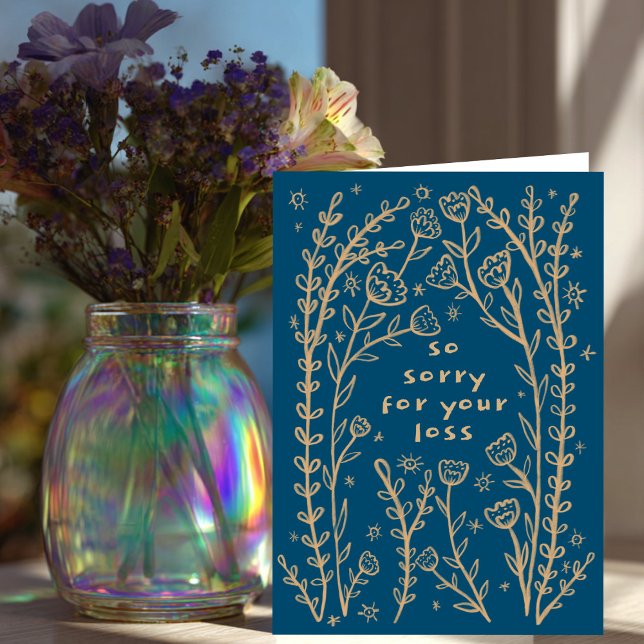Condolences Ledsen Wildbloms Blommigt Sketch Doodl Kort (Condolences Sorry for your loss Wildflower Floral Sketch Doodle Card
)