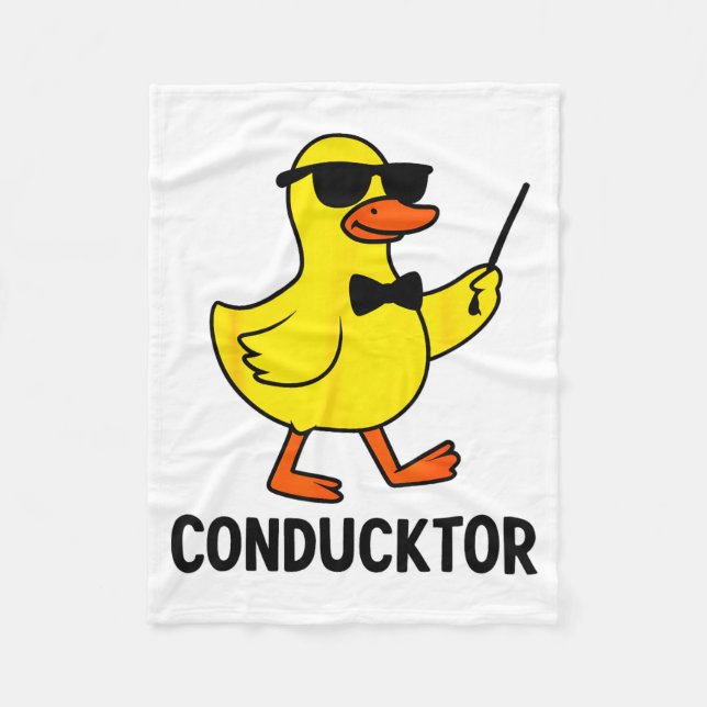 Conducktor Funny Duck Music Pun Orchestra Design  Fleecefilt (Framsidan)