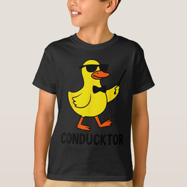 Conducktor Funny Duck Music Pun Orchestra Design  T Shirt (Framsida)