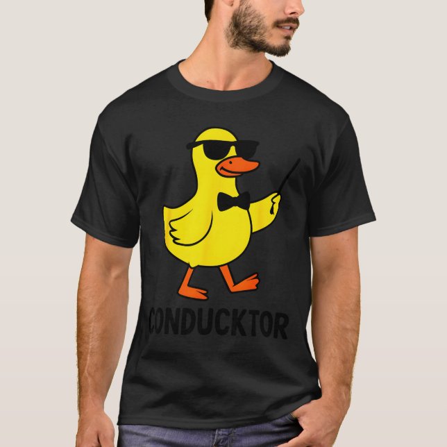 Conducktor Funny Duck Music Pun Orchestra Design  T Shirt (Framsida)
