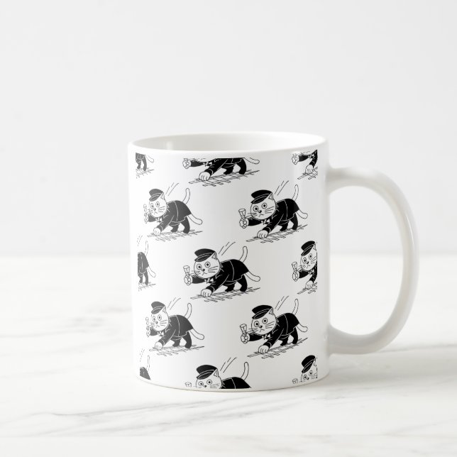 Conductor Cats Unite! Oshiya Cat | Feline Fun  Kaffemugg (Höger)