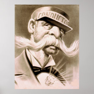 Conductor Huge Mustache Retro Vintage affisch