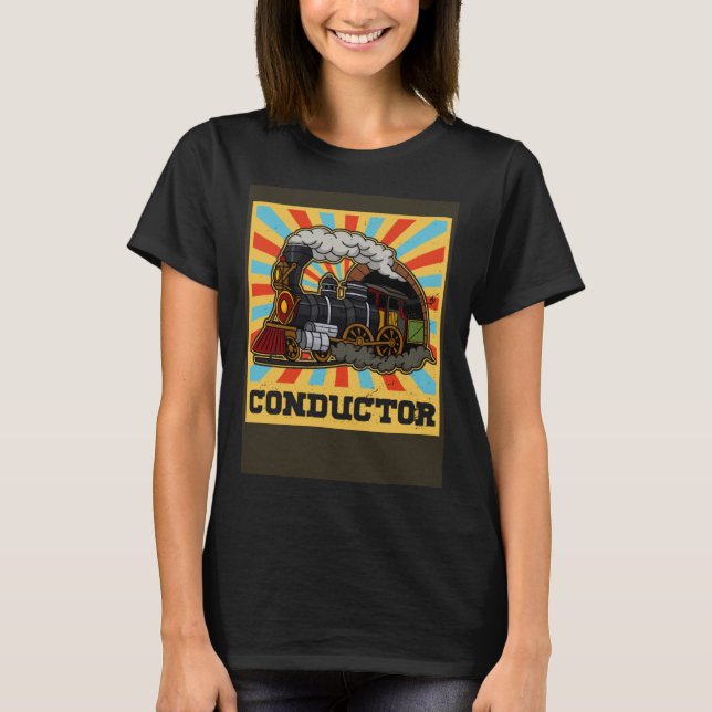 Conductor railroad Model station Railway worker T Shirt (Framsida)