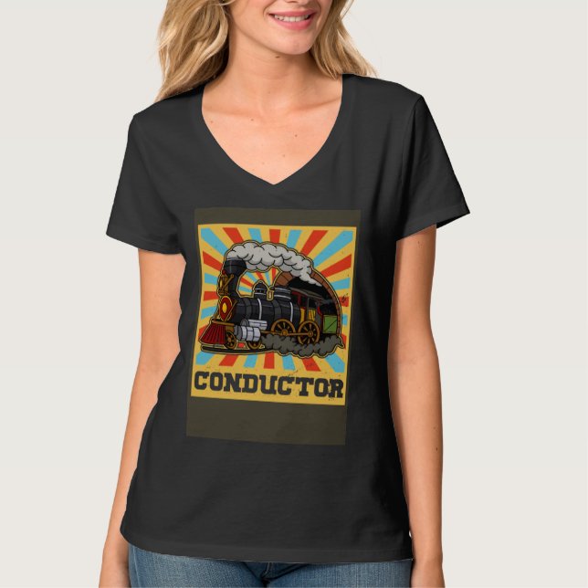 Conductor railroad Model station Railway worker T Shirt (Framsida)