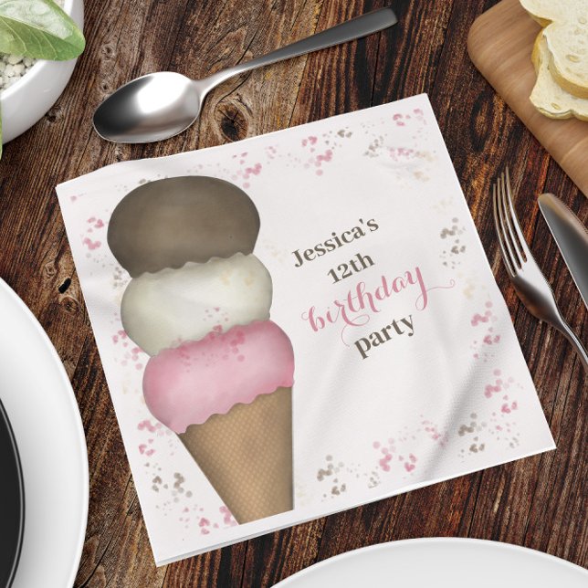 Cone-Anpassningsbarna Cute Birthday Party Ice Crea Pappersservett (Skapare uppladdad)