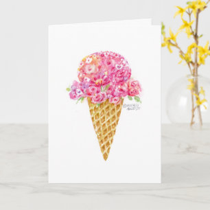 Cone Blommor-hälsningskort för iskräm på födelseda Kort