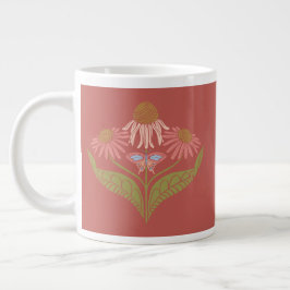 Cone Flowers 20 oz, Rosa, koral, Grönt Jumbo Mugg