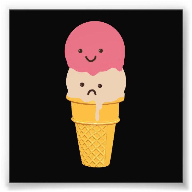 Cone för lycklig och Ledsen Ice Cream Fototryck (Framsidan)